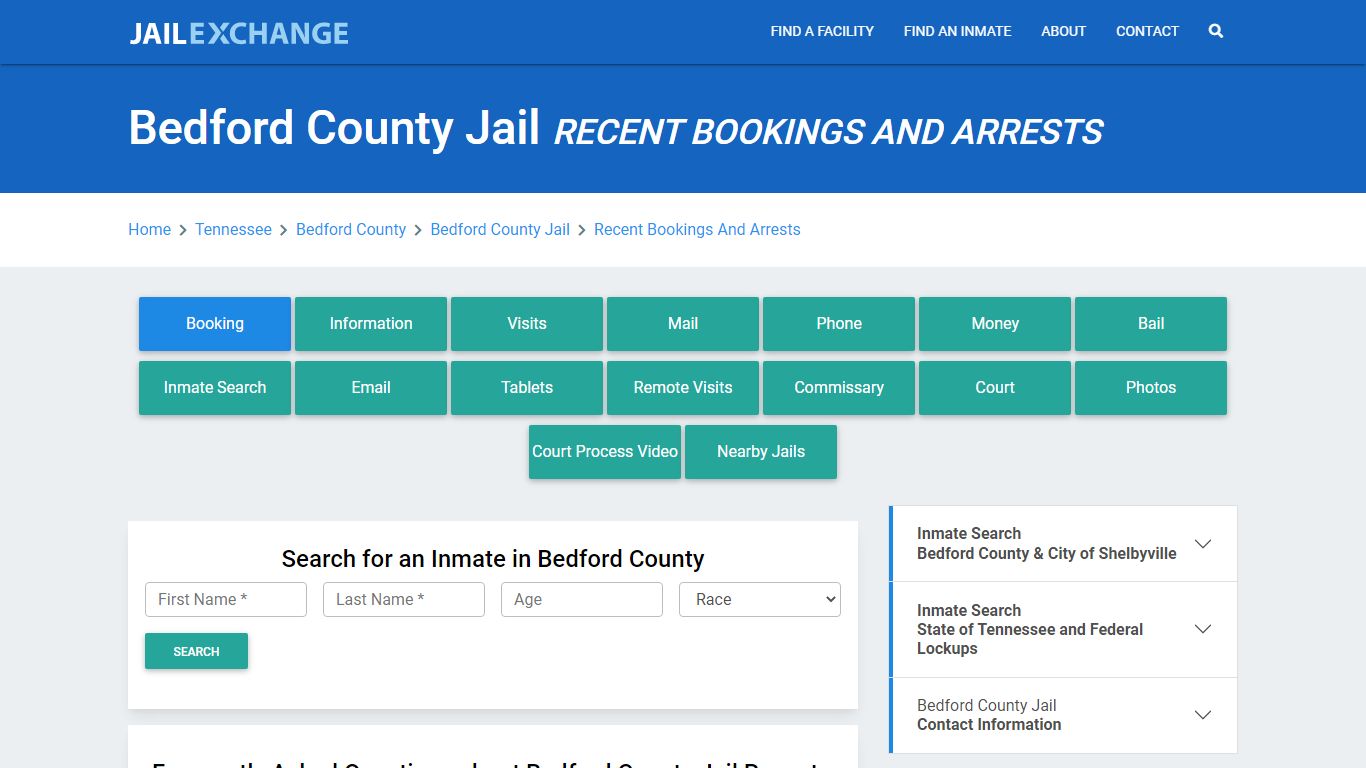 Bedford County Jail TN Recent Arrests and Bookings - Jail Exchange