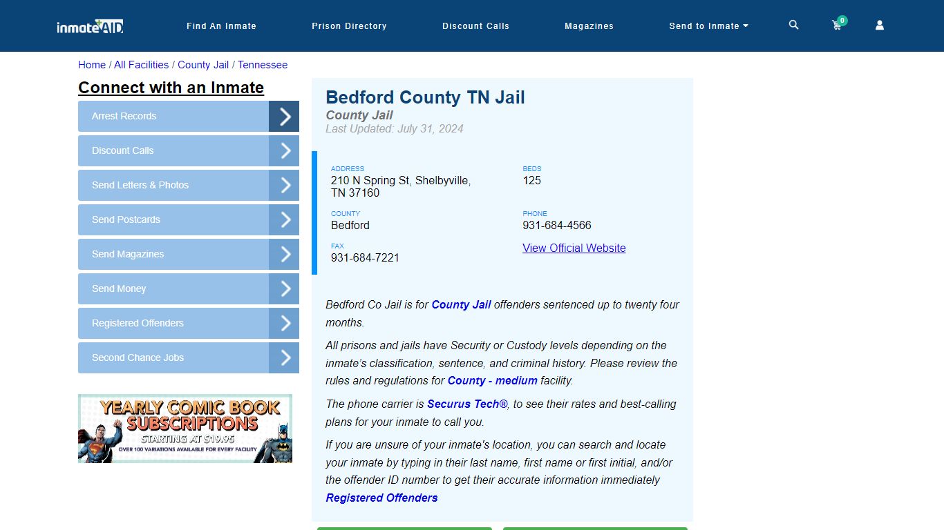 Bedford County TN Jail - Inmate Locator